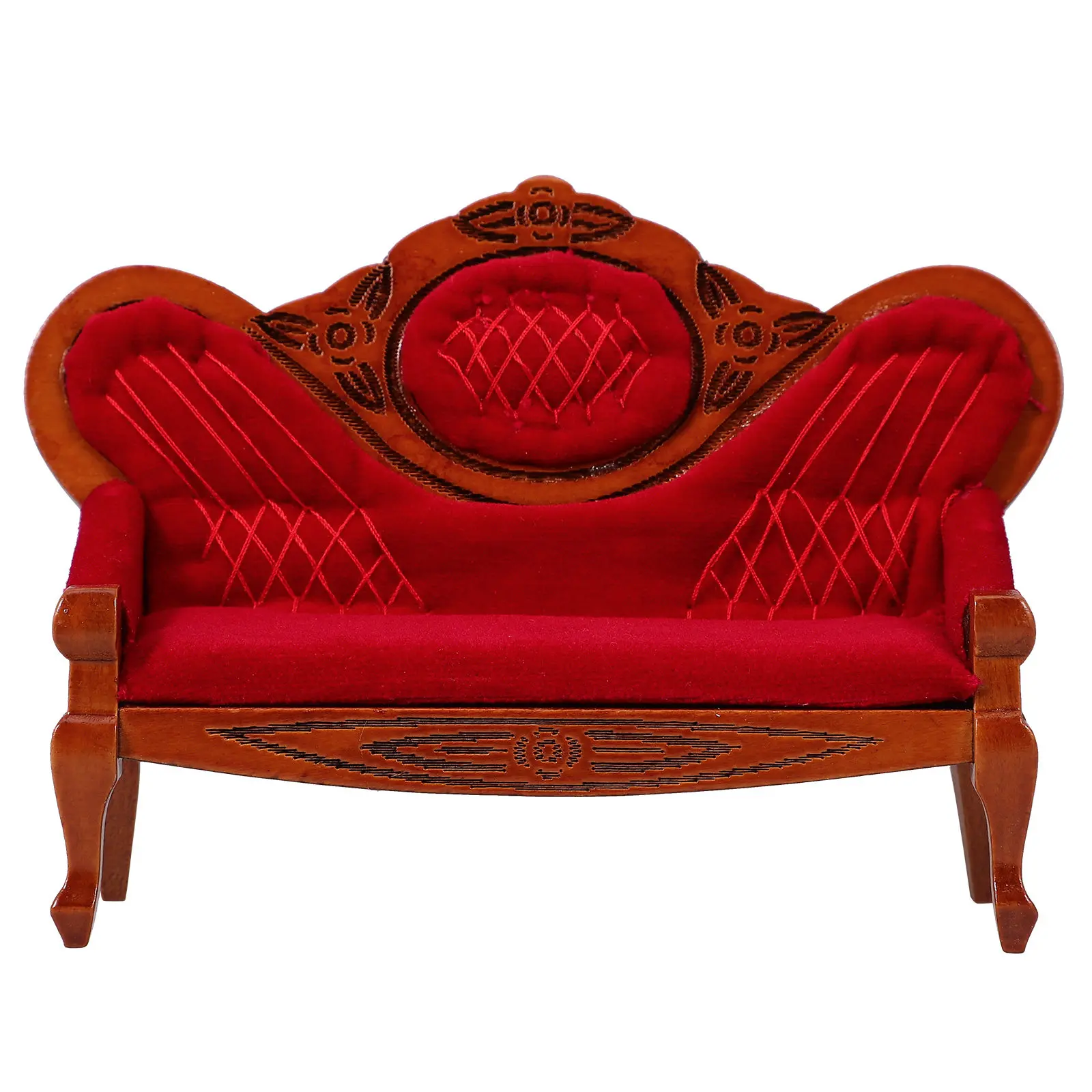 

Colored Grid Patterns Miniature Sofa Birch Wood Mini House Furniture Decor for DIY Mini Room Photo Prop Exquisite Small Scale