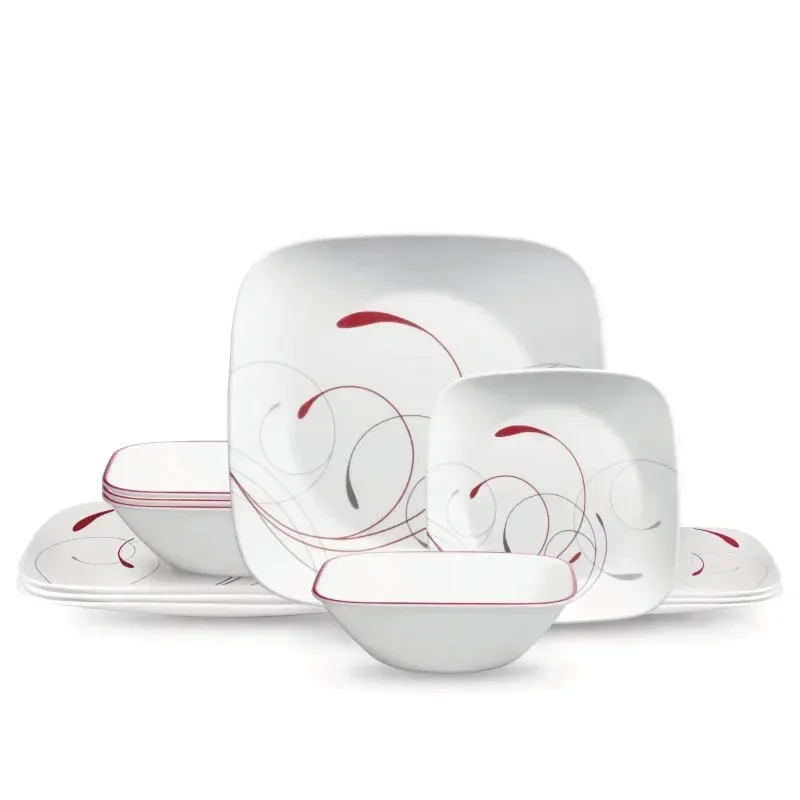 

Corelle Splendor, Square, 12 Piece, Dinnerware Set dishes and plates sets