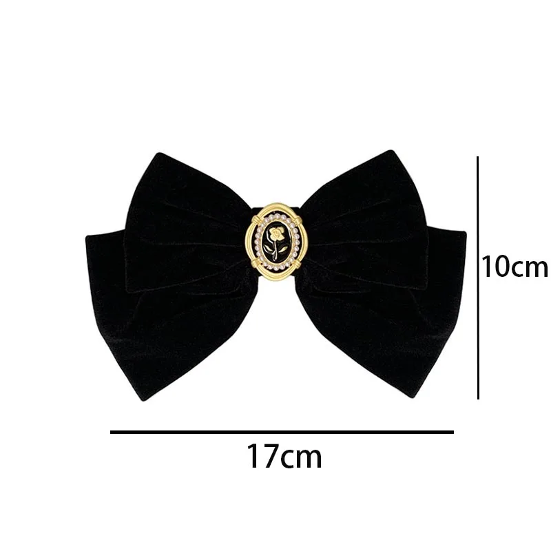 Black Velvet Bow Hairpin Elegant Fabric Roses Hair Clips Girls Women Korean Fashion Ponytail Barrette Heawear Sweet Accessories