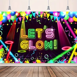 Neon Glow Party Backdrop Fabric Let Glow Background Glow Party Themed Backdrop Halloween Neon Birthday Party Decorations