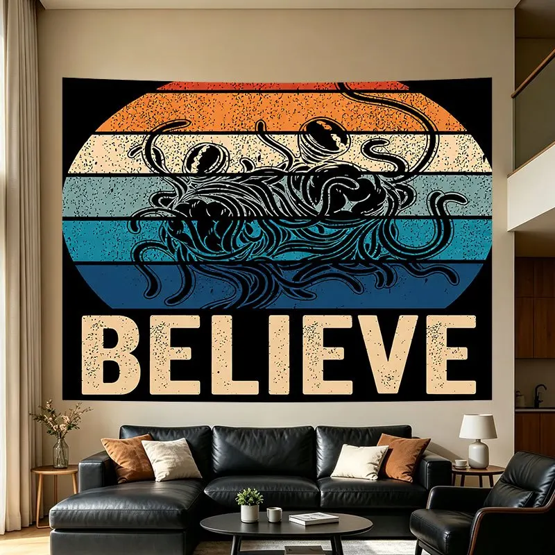 Inspirational Believe Ocean Sunset Crab Wall Art Tapestry Boho Living Room Decor Canvas Print