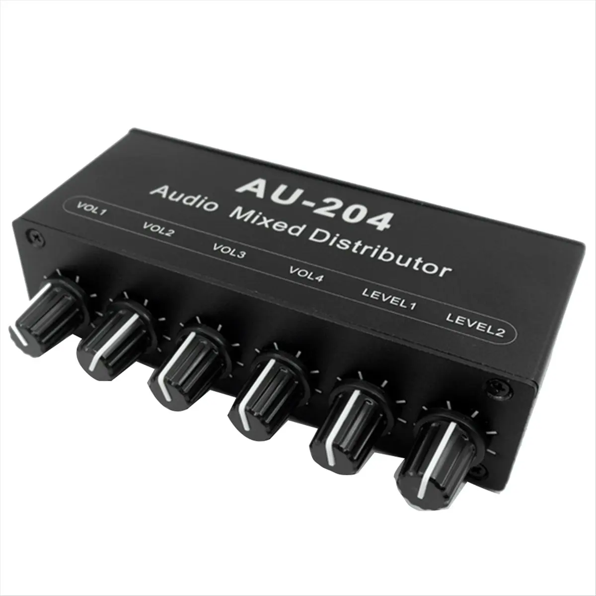 #82H Stereo Audio Signal Mixer,AU-204 Stereo Audio Signal Mixer Board Headphone Driver Power (Black)