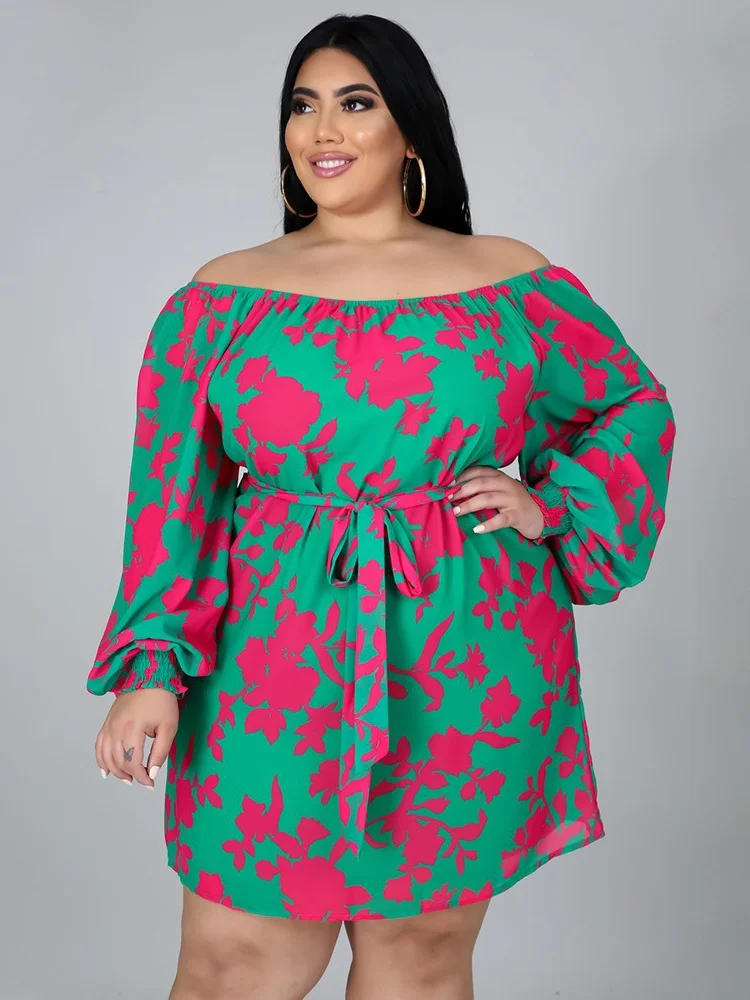 Wmstar Plus Size sukienki dla kobiet nadruk w kwiaty moda luźna rozciągliwa Mini sukienka z bandażem sprzedaż hurtowa Dropshipping 2024