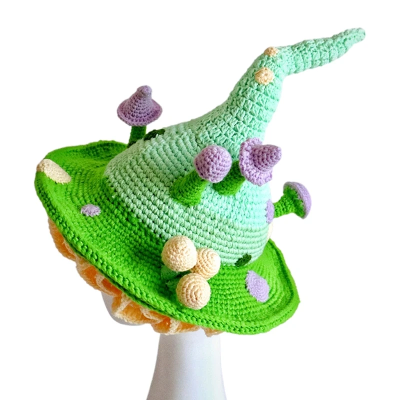 Skin-friendly Knit Fairy Hats with Mushroom Decor for Adult Kids Hair Accessories Halloween Carnival Party Supplies Dropshipping