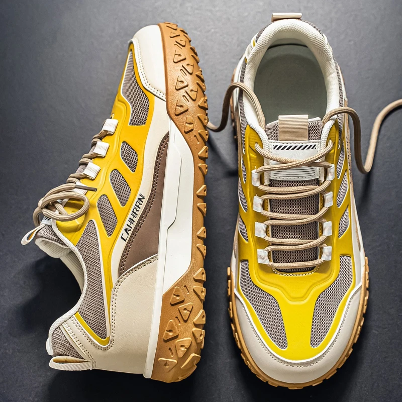 Men Hiking Shoes Breathable Wear-Resistant Thick Bottom Men Women Bread Shoe Cross-Border Dad Shoe Sporty Casual Sneaker