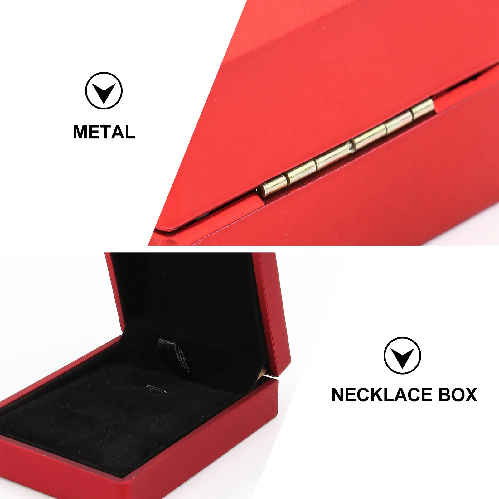 

3pcs LED Light Jewelry Box Flocking Rubber Coating Ring Pendant Bracelet Storage Display Case Dustproof Scratch Resistant