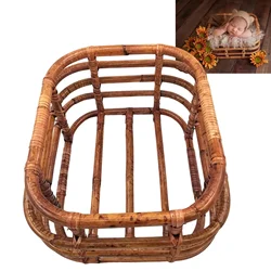 Newborn Photography Props Baby Round Rattan Woven Basket Baby Photo Pose Props Infant Photo Artwork Decor Backdrop Accessories