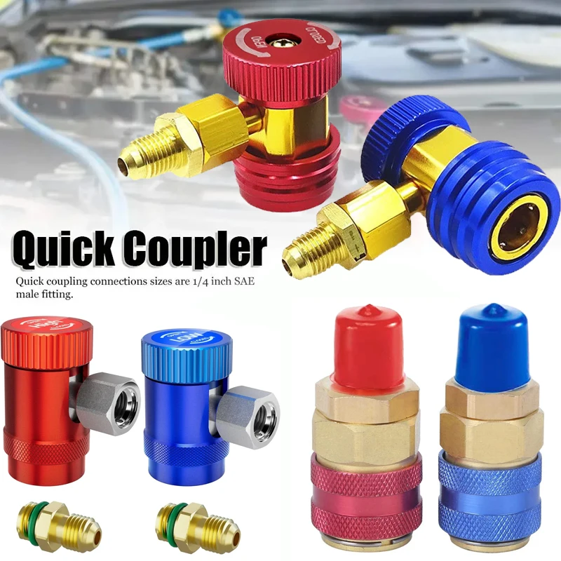 R134A/R1234YF compresor de CA R-134A adaptador de acoplamiento rápido Manual aire acondicionado 1/4 accesorios de conectores SAE