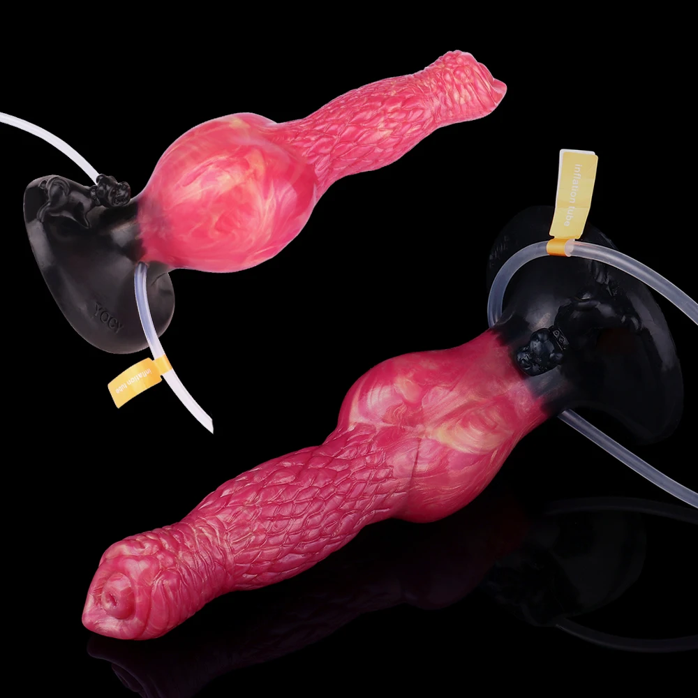 YOCY Squirting Penis Inflatable Anal Plug With Big Knot Animal Dog Cock Anus Dilator Vaginal Masturbator Sex Toys For Women