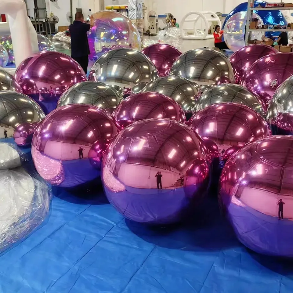 Multiple color Inflatable Mirror Ball Silver Giant Hanging Inflatable Mirror Balloon 0.5-3m Sealed Gold Colorful Sphere