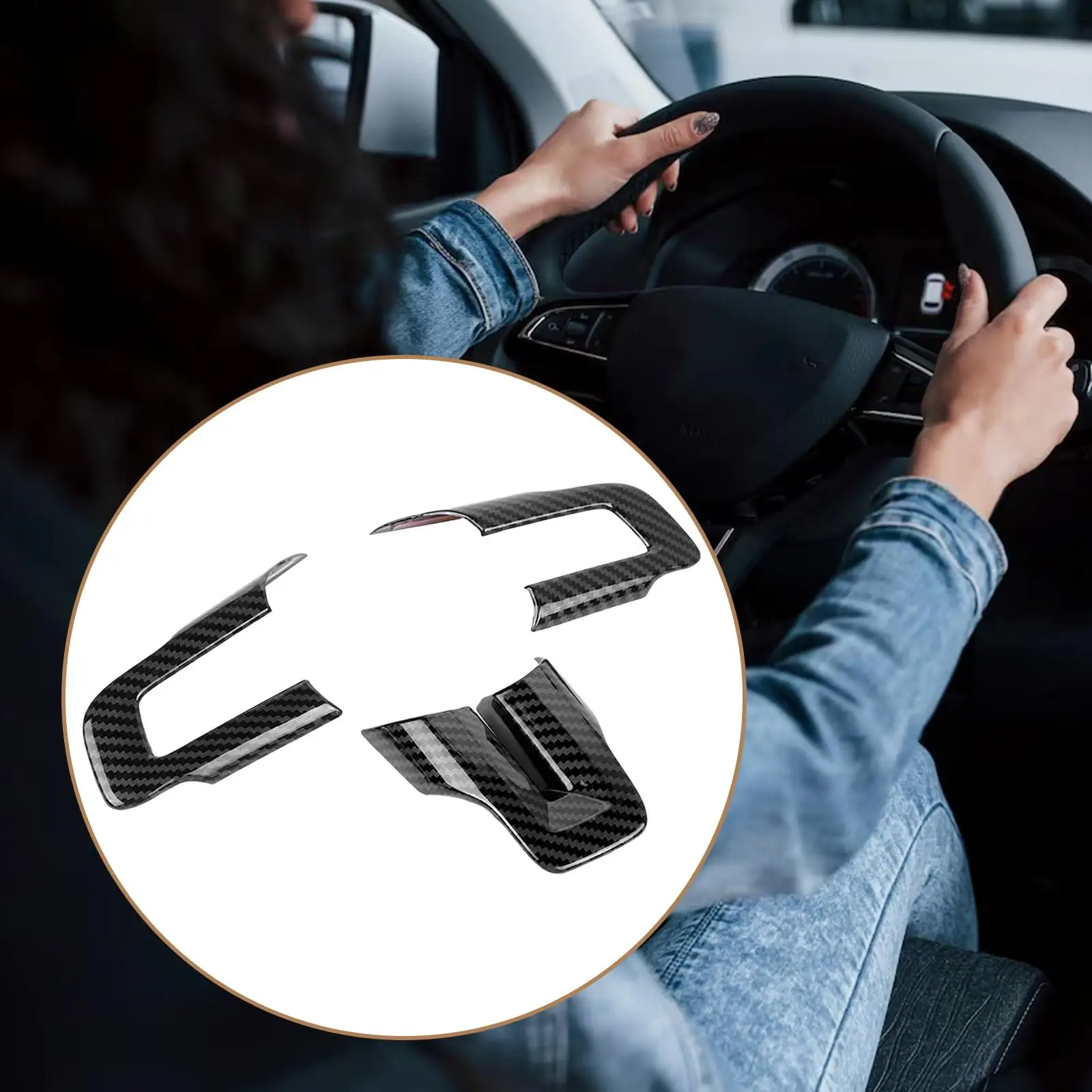 

3x накладка на рамку кнопки рулевого колеса, отделка интерьера автомобиля, профессиональная