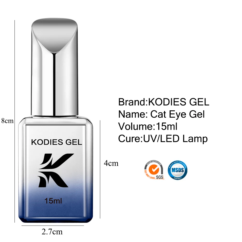 KODIES GEL NUOVO Smalto gel per occhi di gatto 15ml Semi permanente UV Laser magnetico Diamante riflettente Glitter Occhi di gatto Gel Vernice per