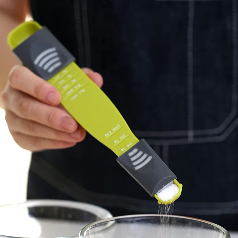 Adjustable Measuring Spoon Kitchen Measuring Spoon with Scale Double End Sugar Powder Measuring Spoon Grams for Baking Cooking