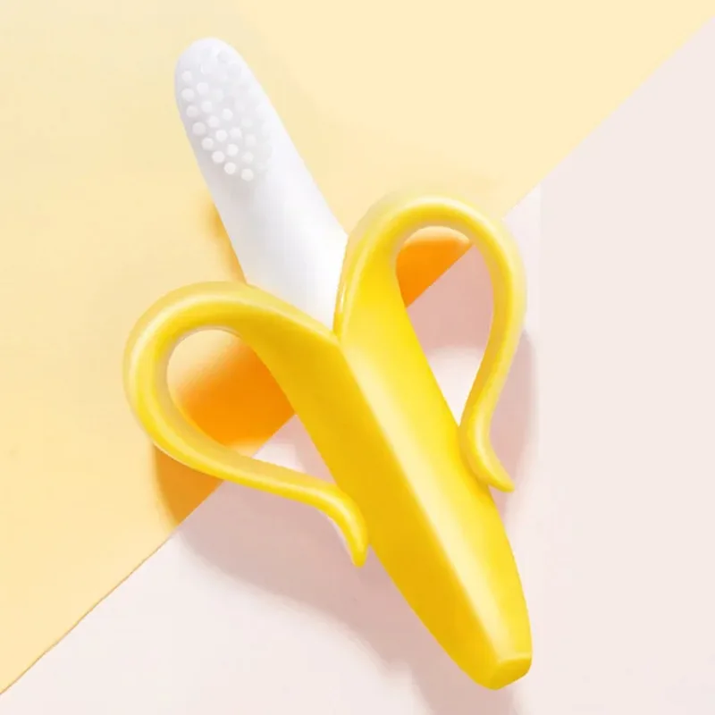 

Baby Silicone Teething Training Toothbrush BPA Free Banana Shape Safe Toddle Teether Chew Toys Teethers Soothe Babies Gums