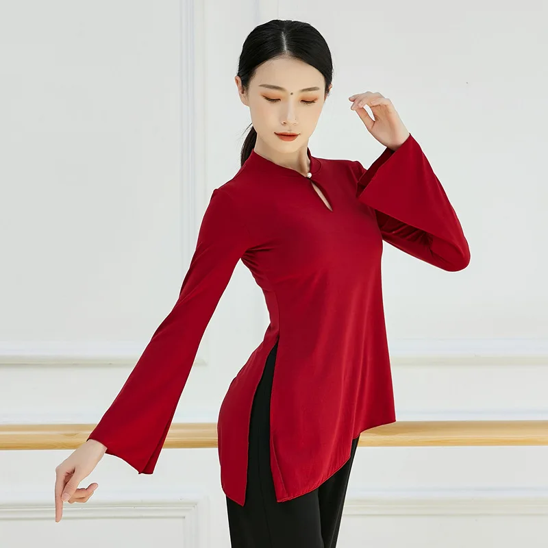 Horn sleeve dance practice suit, classical dance body charm suit, female Chinese style ethnic dance body suit