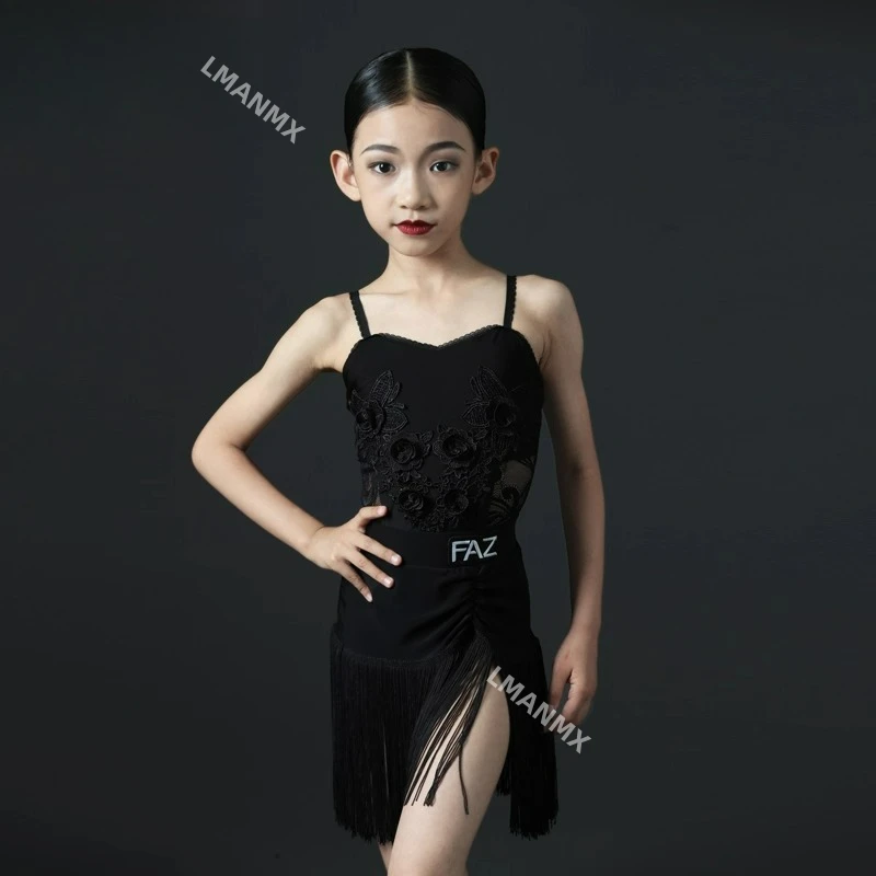 

Новая летняя одежда для латинских танцев, детская профессиональная одежда для выступлений