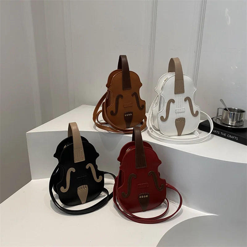 

2025 Fashion New Violin Women's Bag Creative Light Luxury Design Pu Leather One-shoulder Cross-body Bag Commuter Handbag