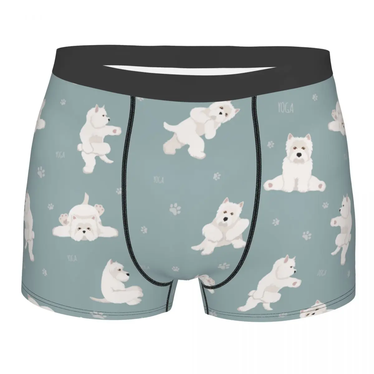 

Yoga Dogs Poses West Highland White Terrier Men Underwear Boxer Shorts Panties Novelty Soft Underpants for Male