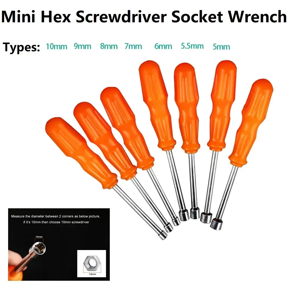 1Pc Mini Hex Bit Screwdriver Socket Wrench Nut Shank Drill Adapter Tools 5-10mm Nut Key Nutdriver Hand Tool Screwdriver Wrench