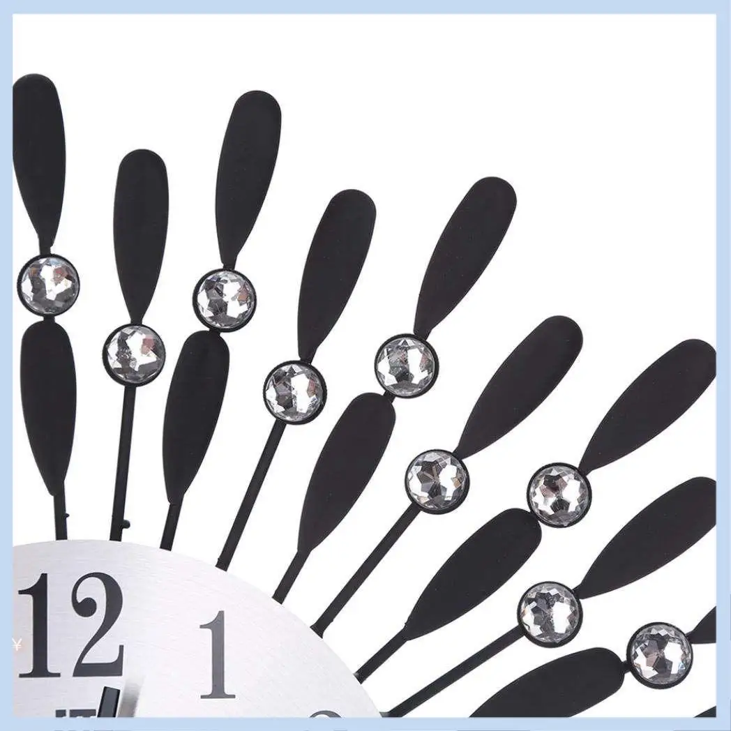 

AS63-15 дюймов 3D большие настенные часы с блестящими стразами в стиле солнца, современный декор для гостиной