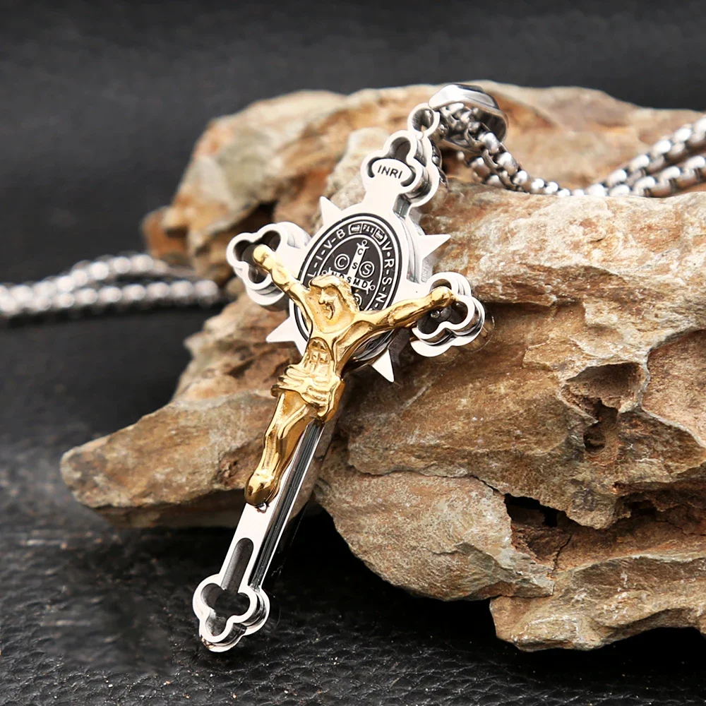 

Men's Stainless Steel Religious Jesus Pendant Necklace Fashion Vintage Jesus Cross Necklaces Amulet Jewelry Gifts Dropshipping