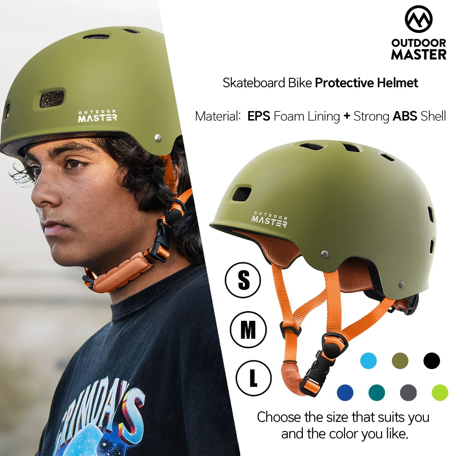 Kask rowerowy OutdoorMaster na deskorolkę - dwie wyjmowane wkładki wentylacyjne Multi
