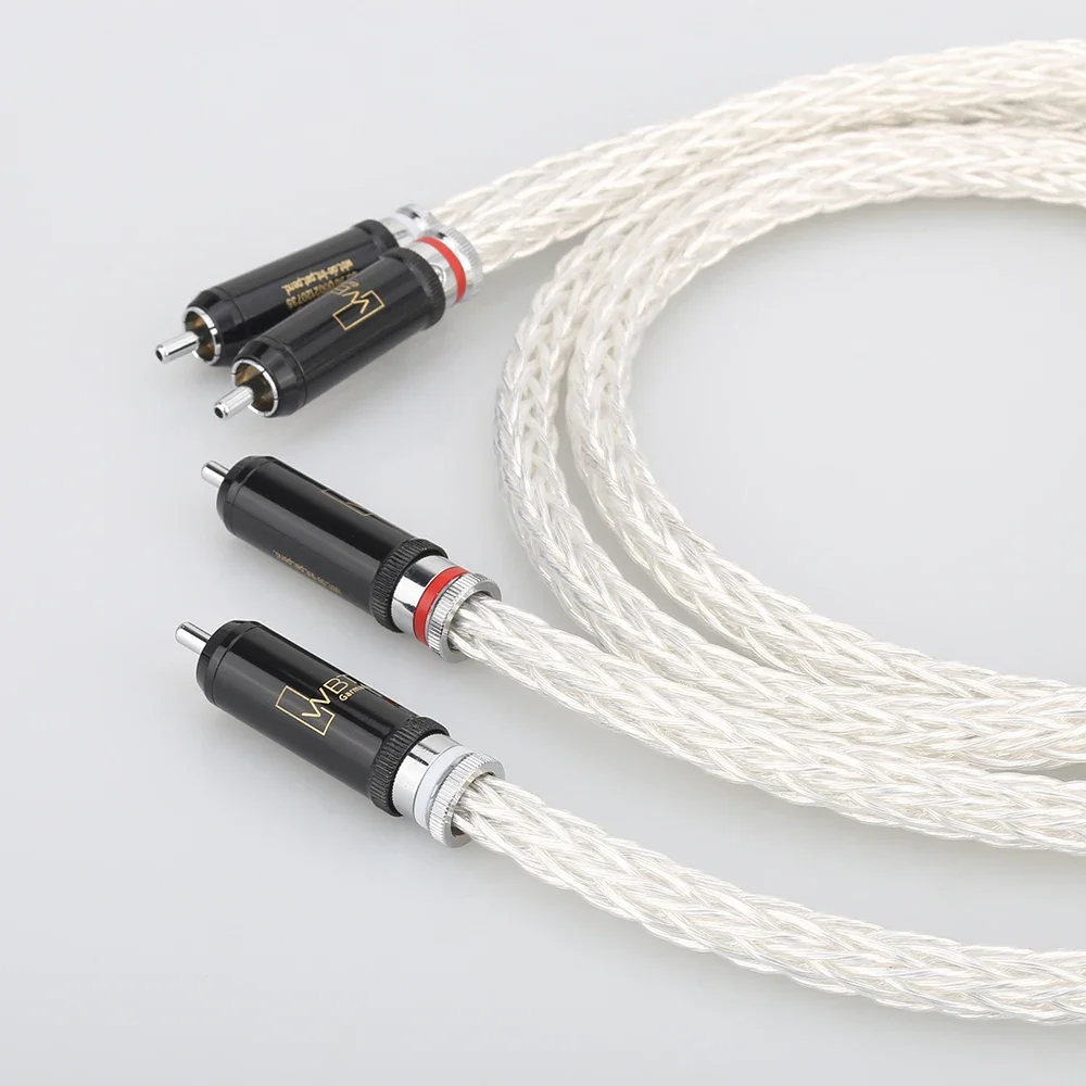 

New high quality Hi-End 8AG Silver Plated OCC 16 Strands Audio Cable With WBT RCA Plug Cable HIFI 2RCA TO 2RCA Cable