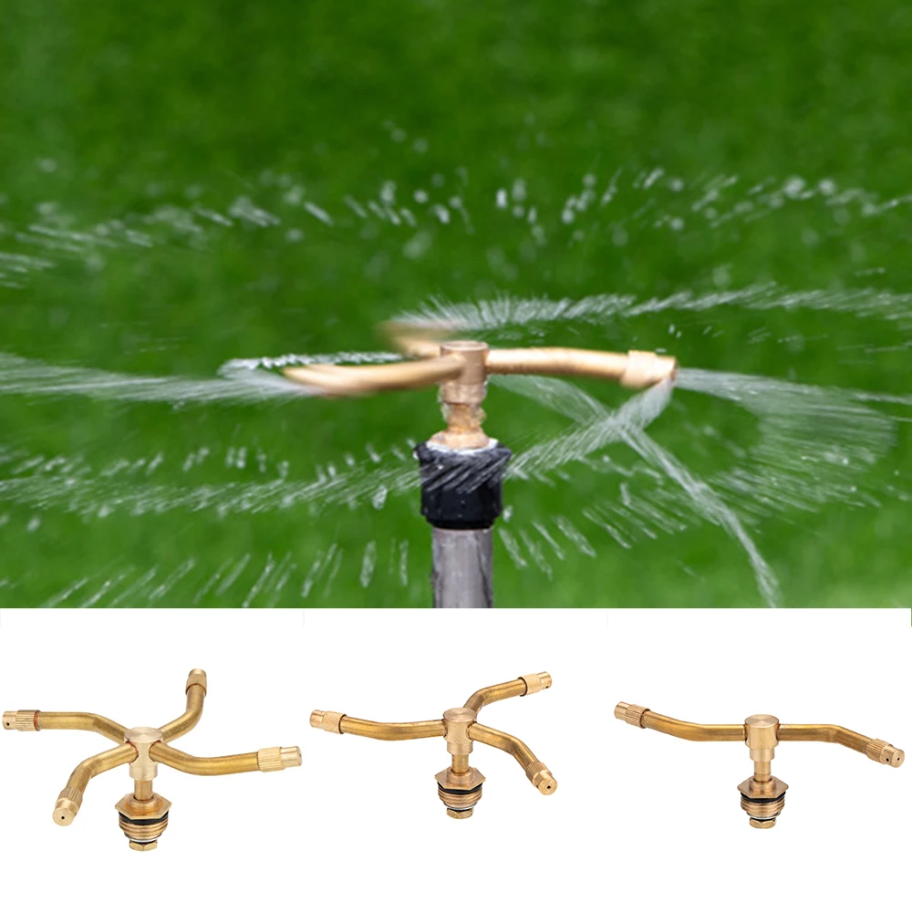 2/3/4 Arm Rotary Lawn Sprinkler 360-degree Automatic Rotation Brass Sprinkler Gardening Sprayers & Accessories Garden Sprayers