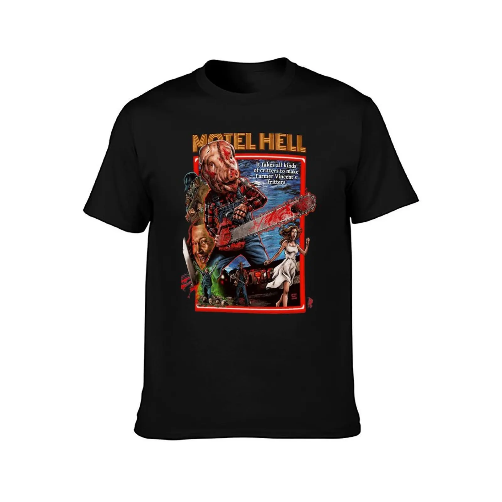 Motel Hello - Special Ed. Cover Art（1980）☆VHSGasm Video☆| HORROR MERCH T-Shirt Large Size Loose Casual Tee T-Shirt