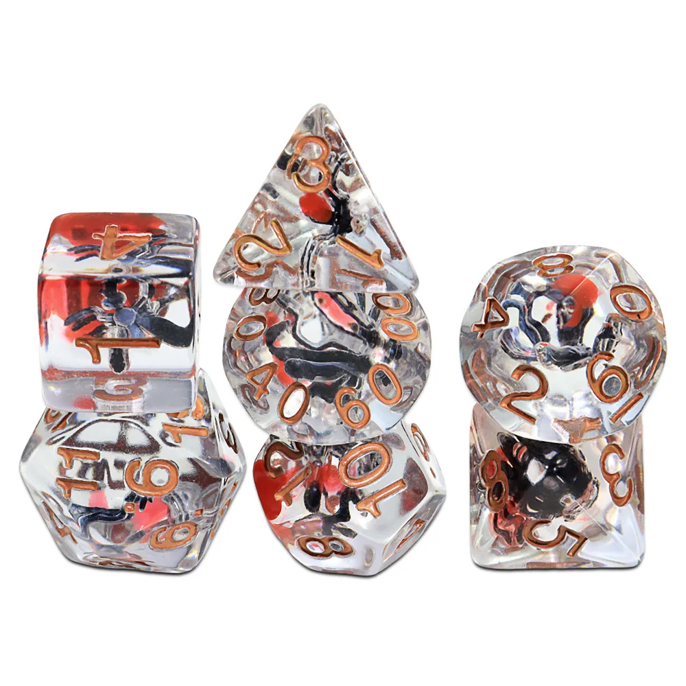 

7pcs Acrylic Polyhedral Dice Set with Floating Ducks, D6 D8 D10 D12 D20 for TRPG DND RPG Tabletop Role-Playing Game Accessories