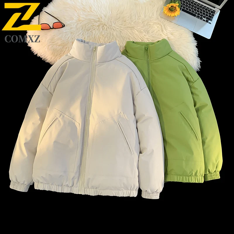 

Japanese Harajuku Parka Men's 2025 New Winter Teen Fashion Thick Warm Bread Padded Jacket Man Snow Windproof Cotton Padding Coat