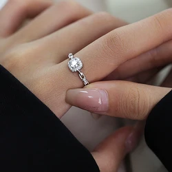 Luxury Zircon Rings for Women Opening Adjustable Gold Color Ring Stainless Steel Wedding Jewelry Fashion For Girl Christmas Gift