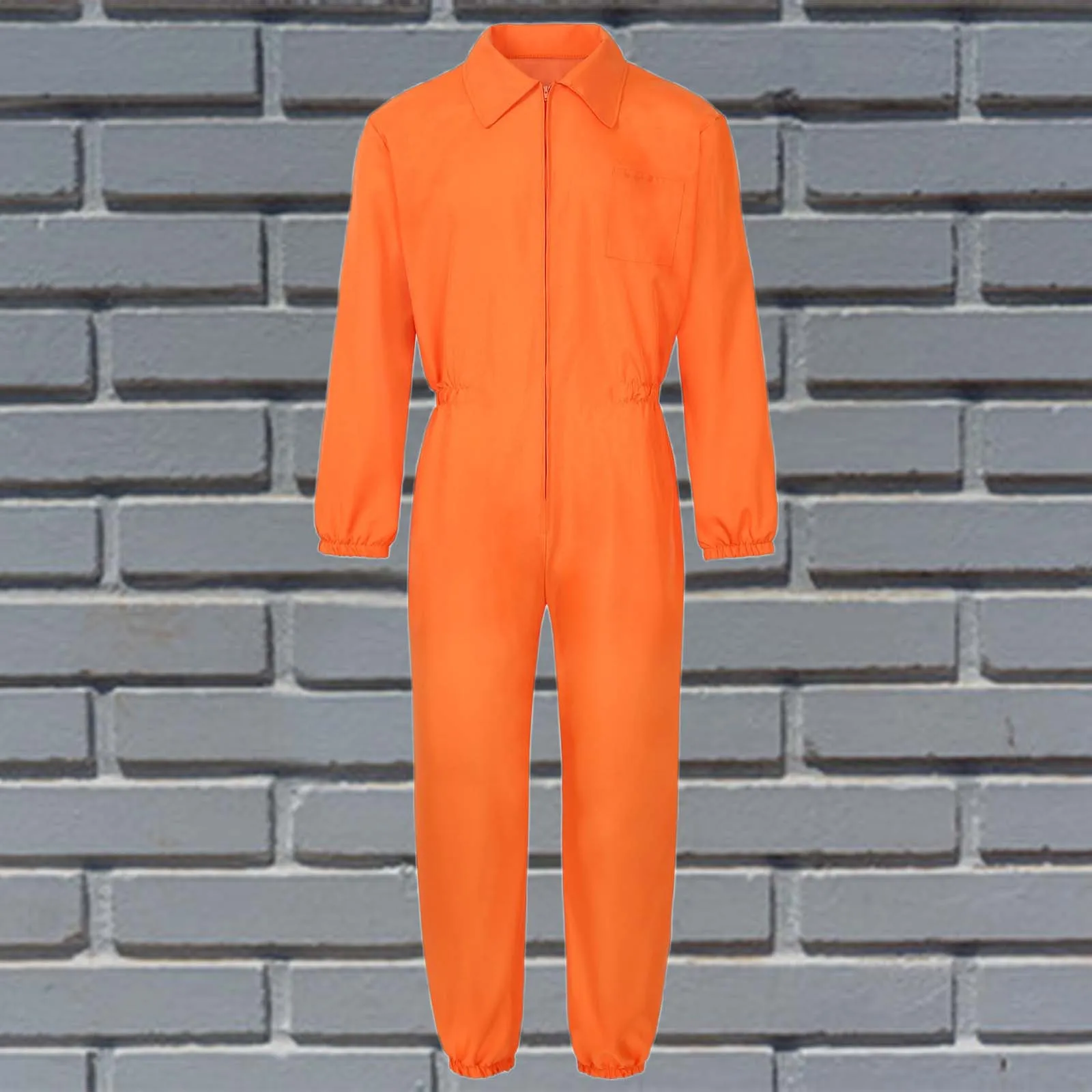 Halloween Adult Prisoner Cosplay Costume Orange Jumpsuit Unisex Mardi Gras Fancy Party Outfit For Men Women Stage Jumpsuit