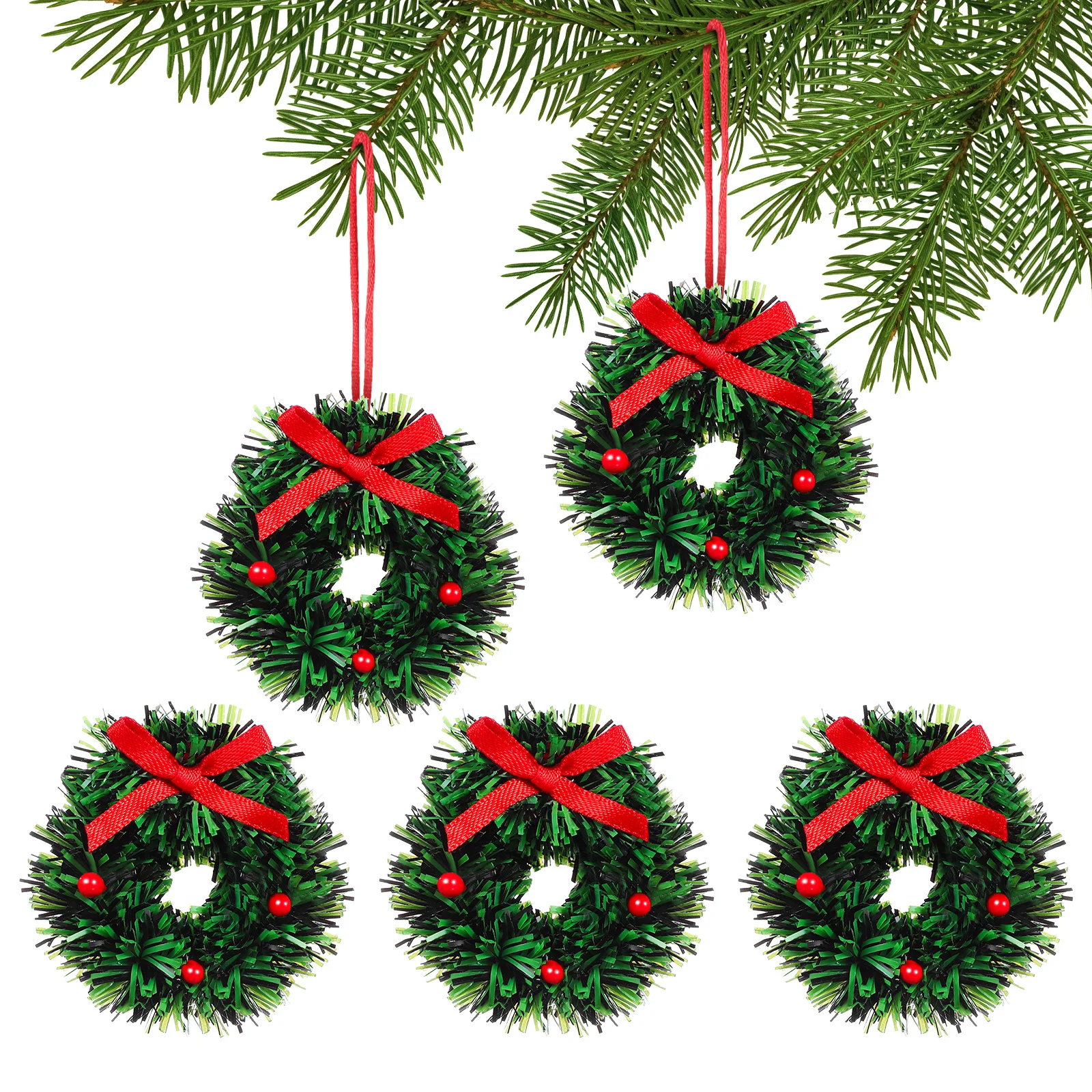 5 قطع من أكاليل عيد الميلاد المصغرة المصغرة وإكليل الزهور وديكورات صغيرة للمنازل