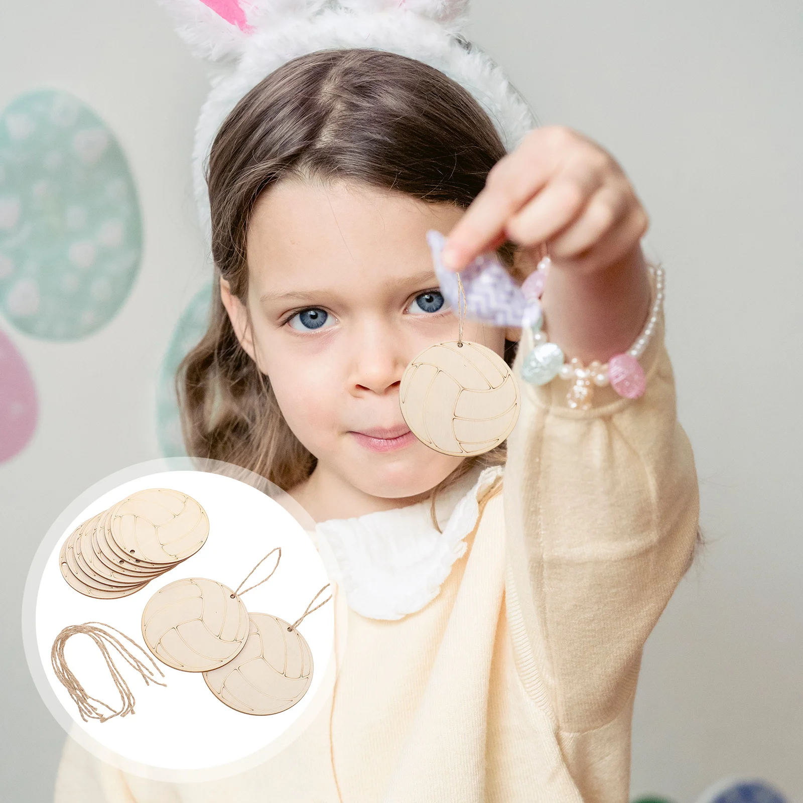 

10Pcs Unfinished Wooden Volleyball Cutouts DIY Painting Craft Home Decor Sports Themed Hanging Ornaments Volleyball Birthday