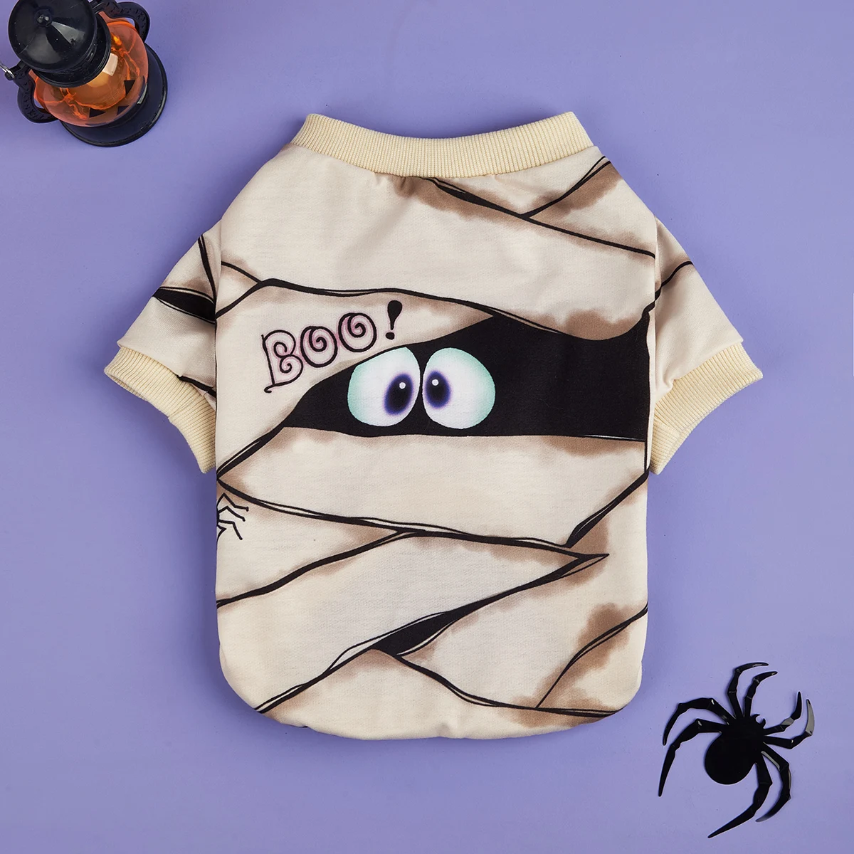 Dog Hoodies Puppy with Cute Mummy Eye and Spider Printed Sweatshirts for Small Medium Dog Cat Soft and Comfort  Shirts Halloween