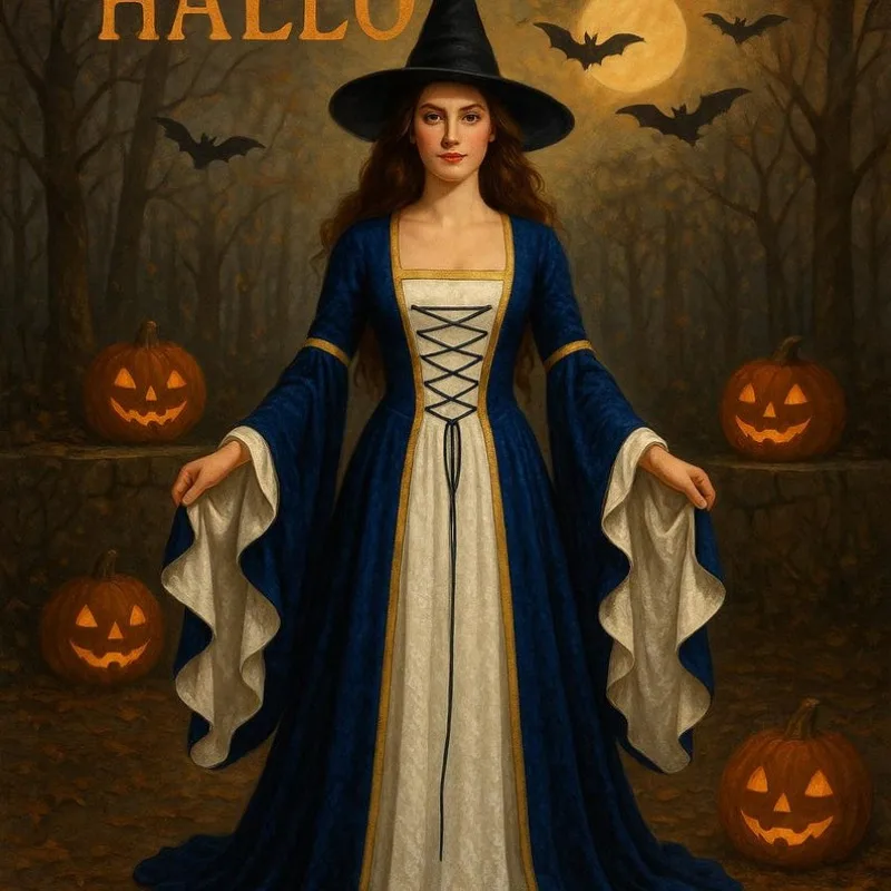 

Halloween Renaissance Dress Medieval Fantasy Women Dress Gothic Victorian Witch Dress Vintage Renfaire Fantasy