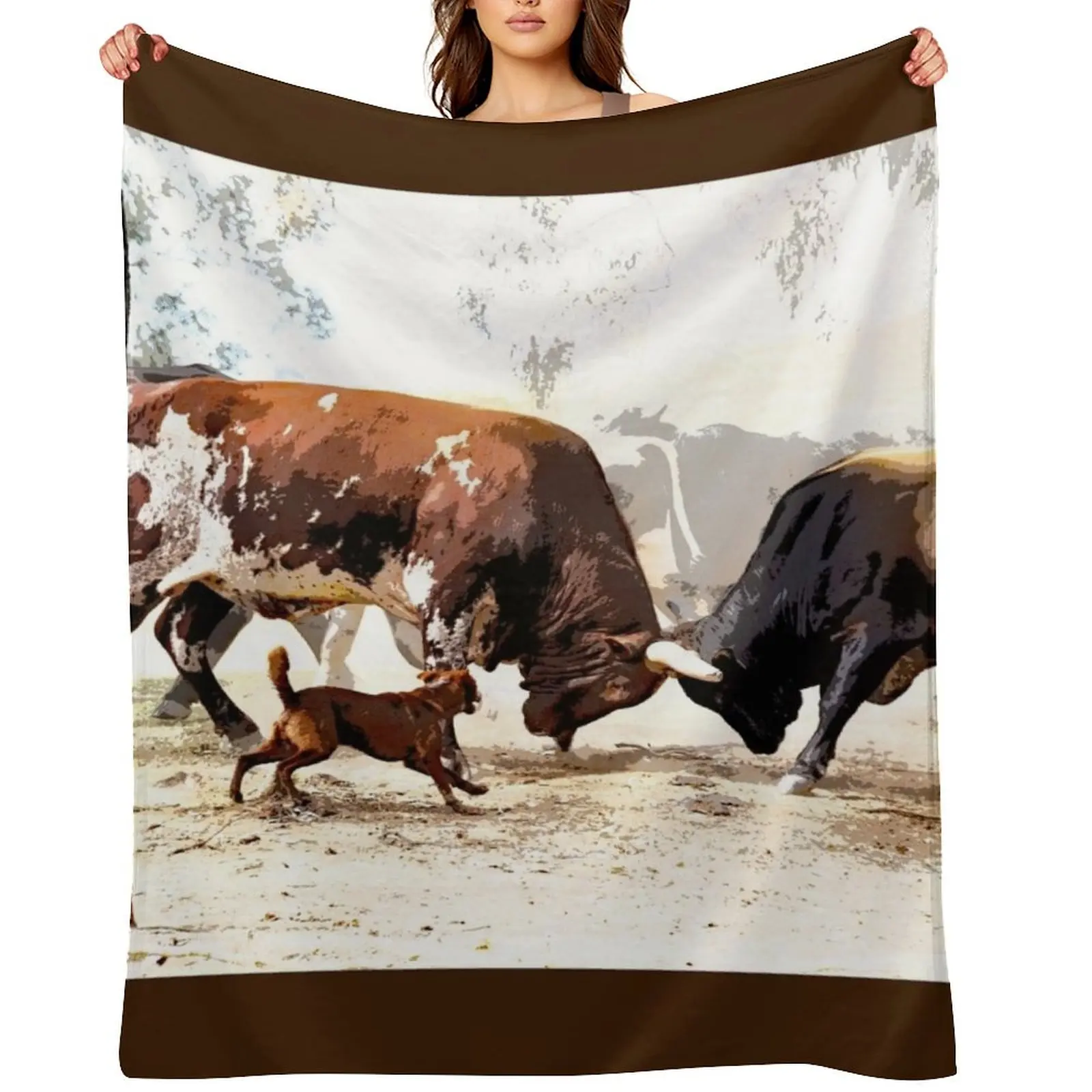 

BULLS FIGHTING, COUNTRY SCENE WALL ART AND DESIGNS Throw Blanket Softest Bed linens Custom Luxury Brand Blankets