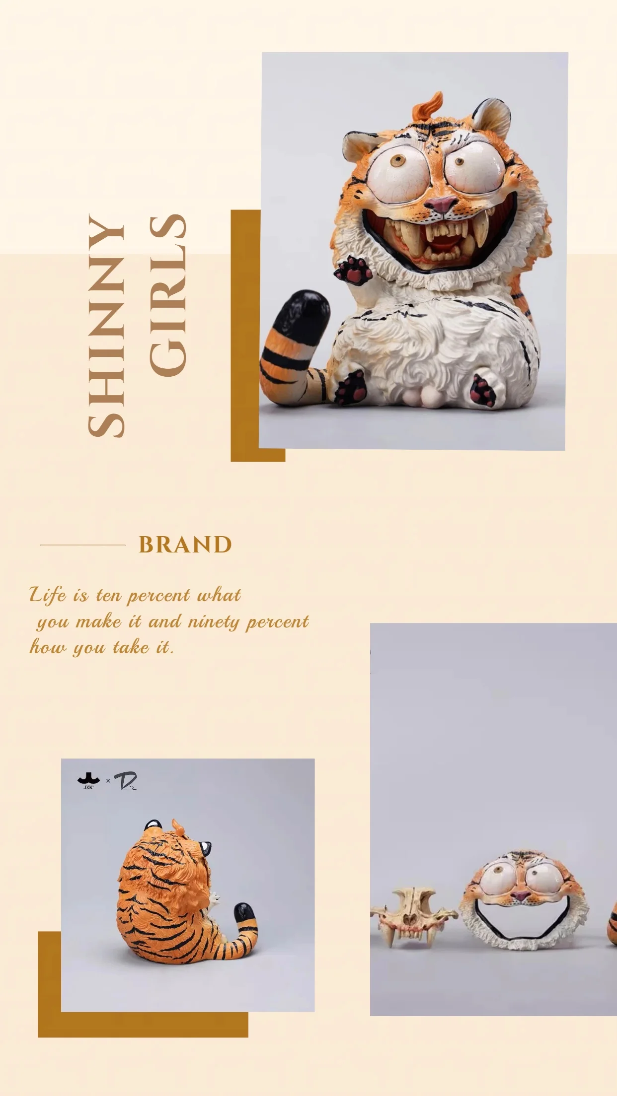 In Stock JXK&D2 The Chinese Zodiac Series-Tiger Figurine 1/6 Scale Simulation Doll Model Desktop Ornament Fit 12'' Action Figure