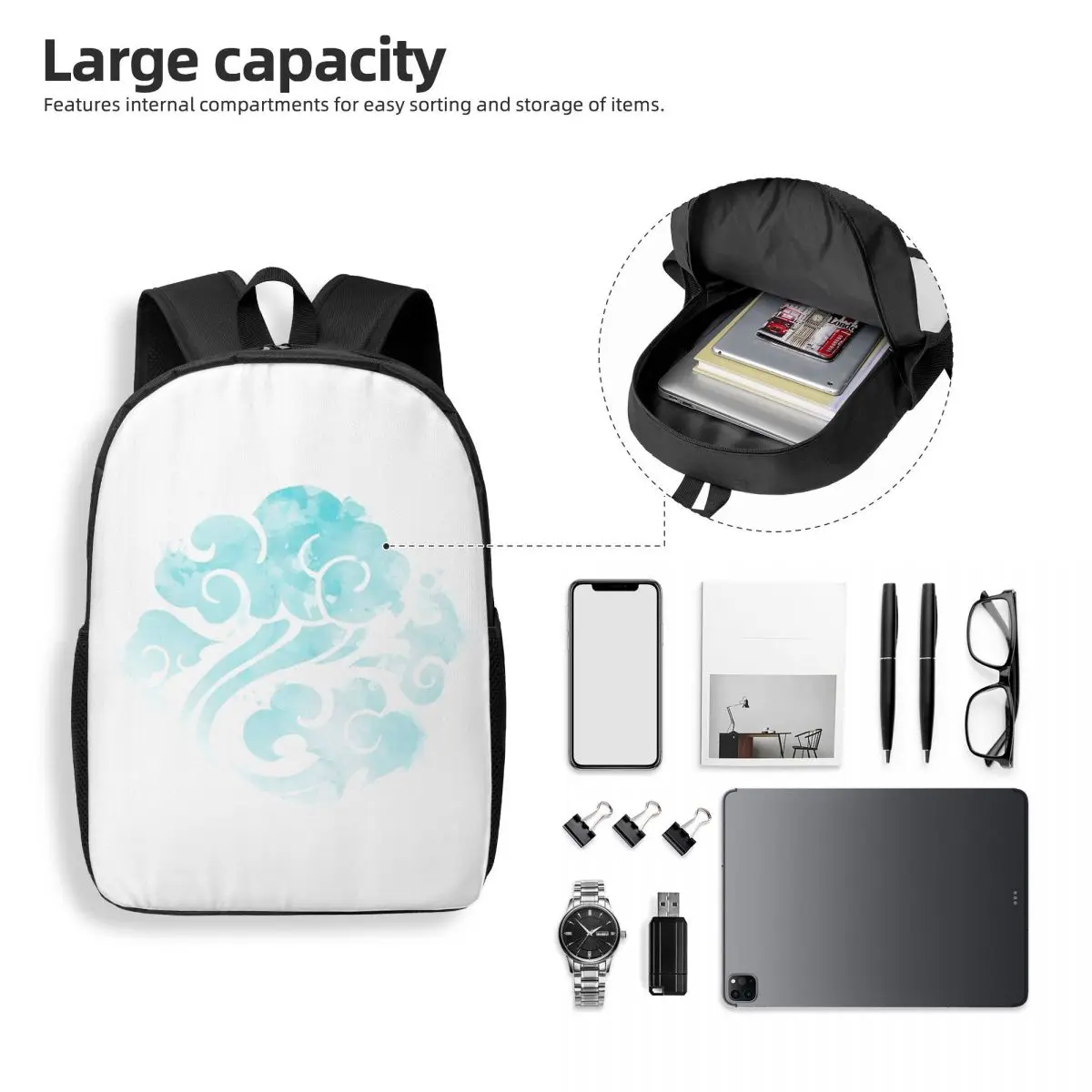 The Gusu Lan Sect In Watercolor Style حقائب ظهر للنساء للأولاد والبنات حقيبة كتب للأطفال حقائب مدرسية قابلية حقيبة كتف #4