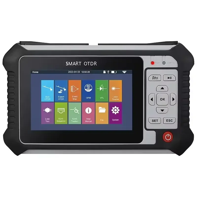 Optical Time Domain Reflectometer 80km 1650nm 9 in 1 Multilingual Band OPM VFL RJ45 OTDR Live test AUA565U Otdr De Fibra