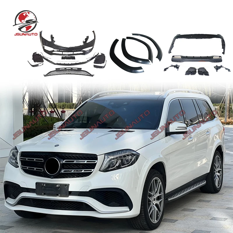 Good Fitment X166 GLS63 Style Front Bumper Rear Bumper Kits For 2016-2019 Mercedes GLS350 GLS450 Fender Flares Grill