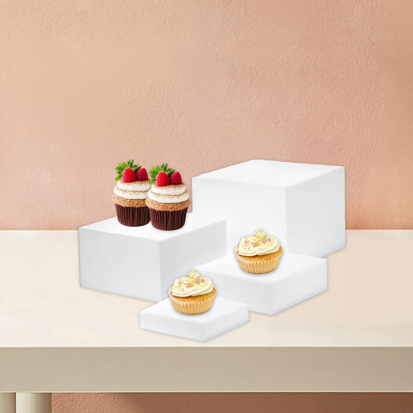 White Acrylic Buffet Risers Hollow Bottom Nesting Display Stand for Brunch Buffet Dessert Table Events