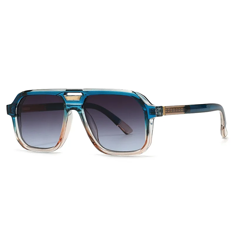 

26105 Polarized Square Sunglasses for Men Women, Vintage Fashion Pilot Sun Glasses, Premium Double Bridge Aviator Shades 604454