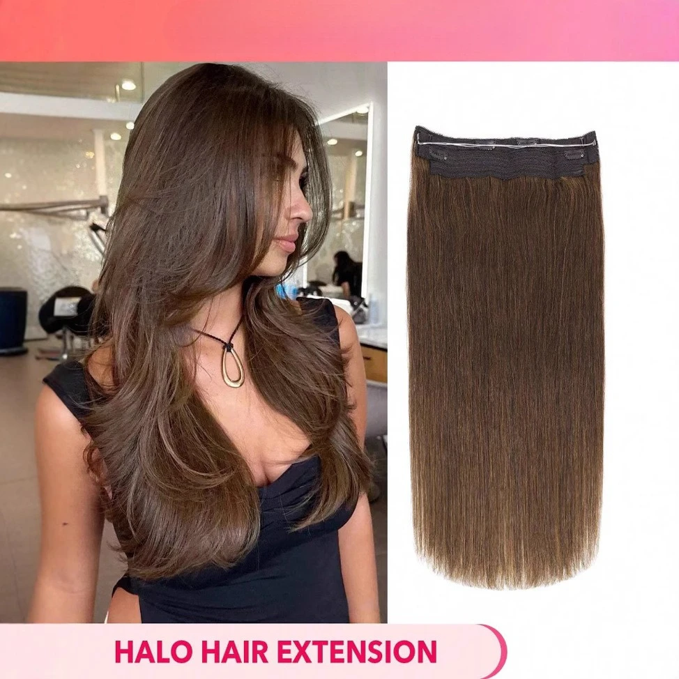 women's real hair wig can be permed and dyed one piece fishing line hair curtain hair extension halohair