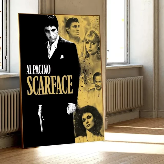العصابات فيلم سكارفيس الملصقات يطبع توني مونتانا مع المال قماش اللوحة صورة صور فنية للجدران غرفة المعيشة ديكور المنزل