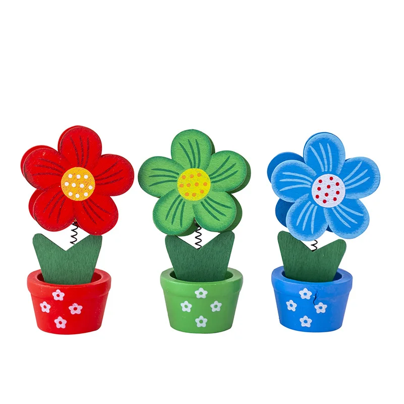 Cartoon Wodden Flower ID Name Business Cards Clips Office Teachers Staff Stationery File Memo Pad Notepad Photo Clips Organizer