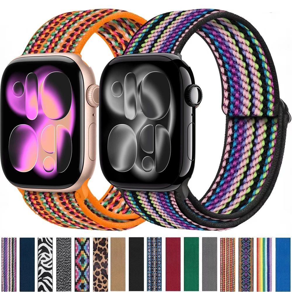 Nylon Loop Strap for Apple Watch Band 44mm 40mm 46mm 42mm 45mm 49mm 41 42mm Bracelet iWatch Series Ultra 11 10 9 8 7 6 5 SE Band