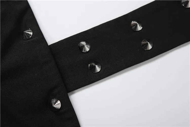 Sisterlinda Rivet Sexy Halter Romper für Damen, rückenfrei, ärmellos, unregelmäßig geschnitten, taillenlos, Sommer, sexy, eng anliegend, Club, Mitternacht, Playsuits – Detail 7