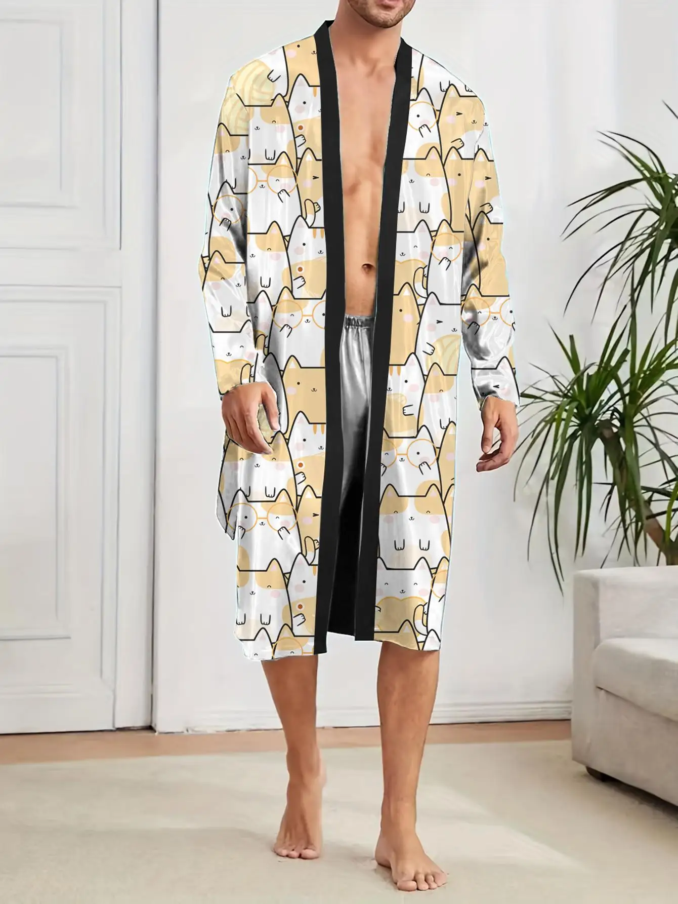 1pcs Men's Robes 2026 Spring/Summer Robe man Sleepwear Shower robe Bathrobe men 3D Printed Breathable Graphic Sleepwear